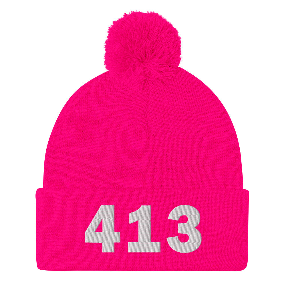 413 Area Code Pom-Pom Beanie