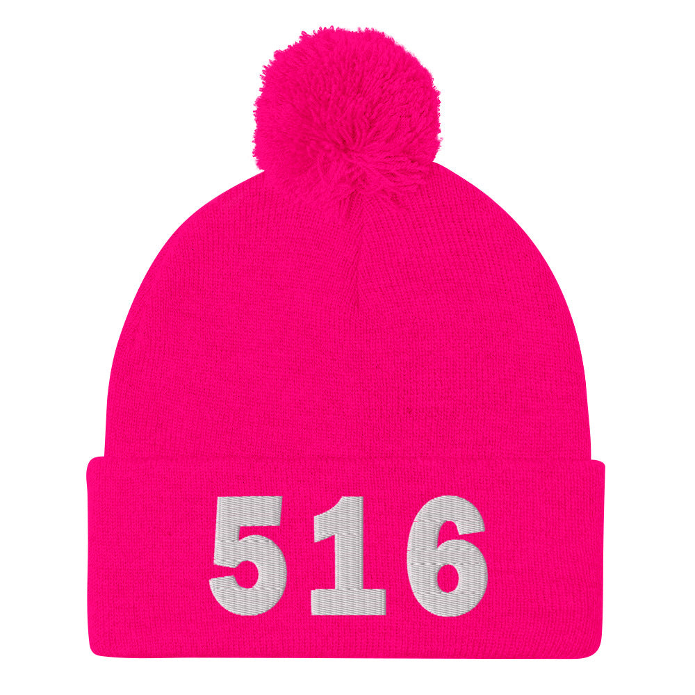 516 Area Code Pom-Pom Beanie