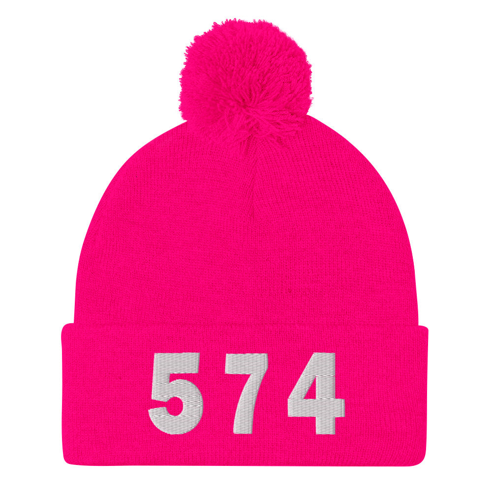 574 Area Code Pom-Pom Beanie