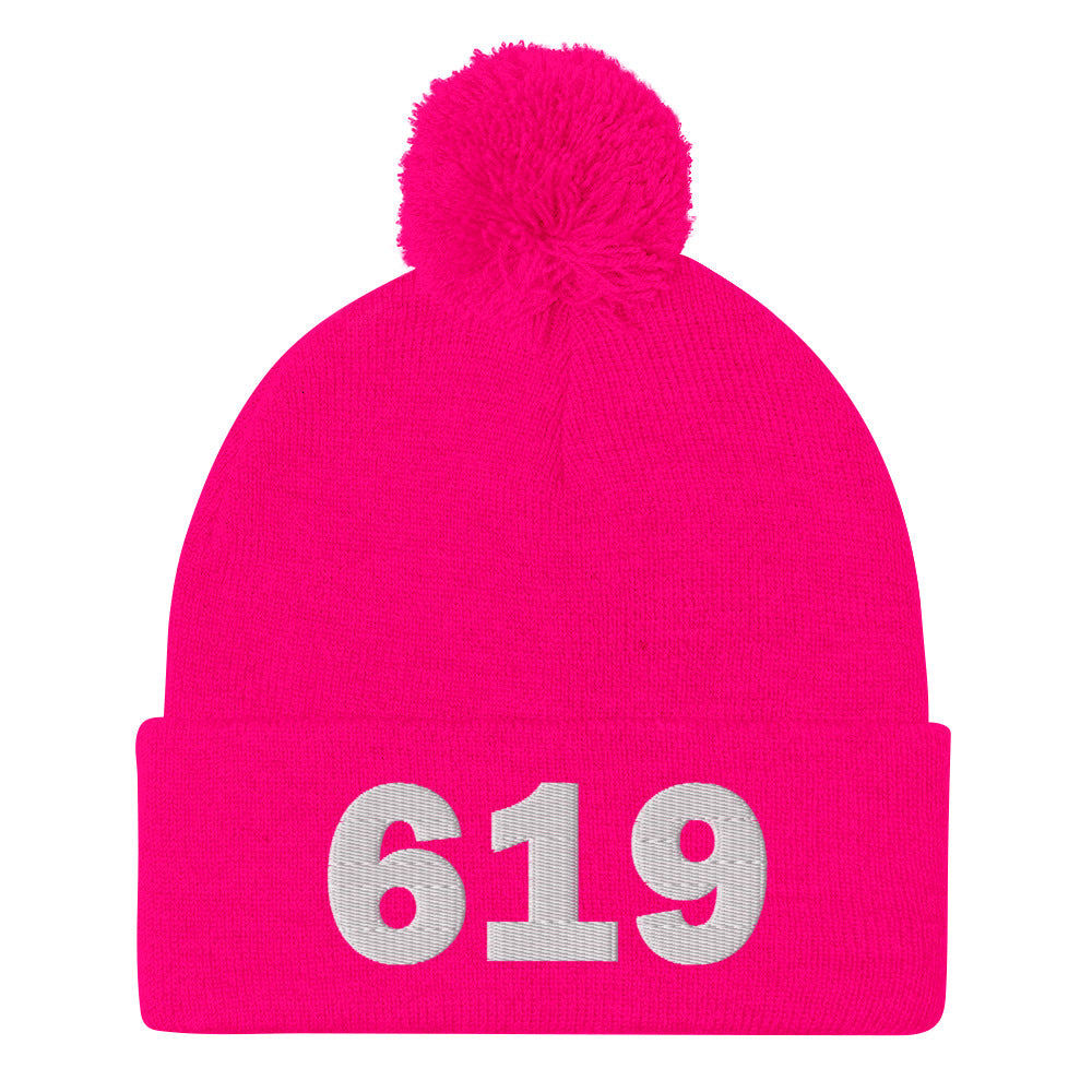 619 Area Code Pom-Pom Beanie