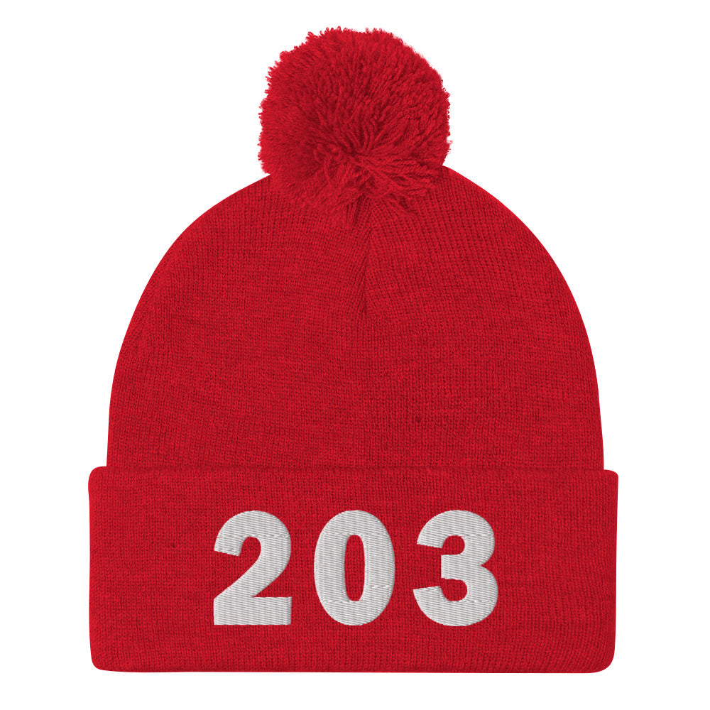 203 Area Code Pom-Pom Beanie