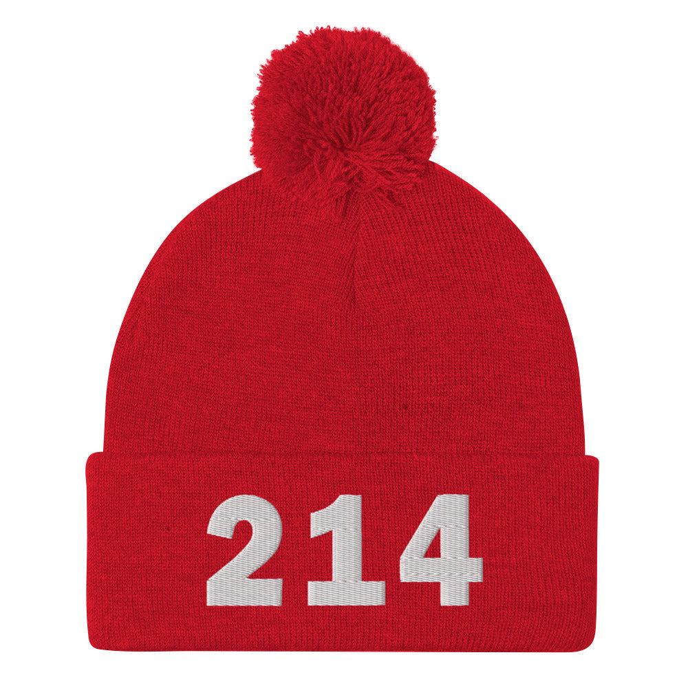 214 Area Code Pom-Pom Beanie