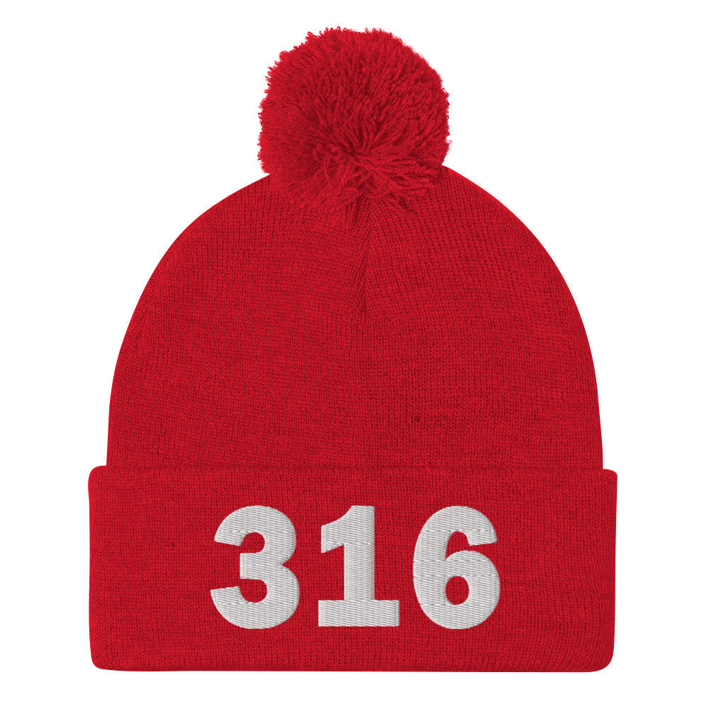316 Area Code Pom-Pom Beanie