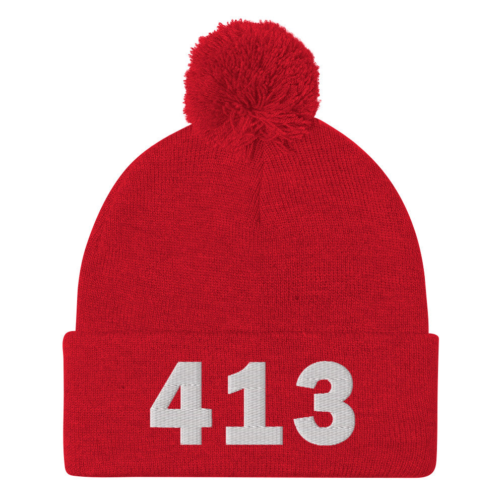 413 Area Code Pom-Pom Beanie