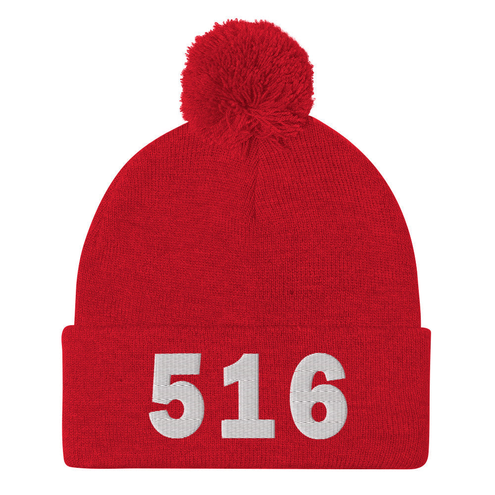 516 Area Code Pom-Pom Beanie
