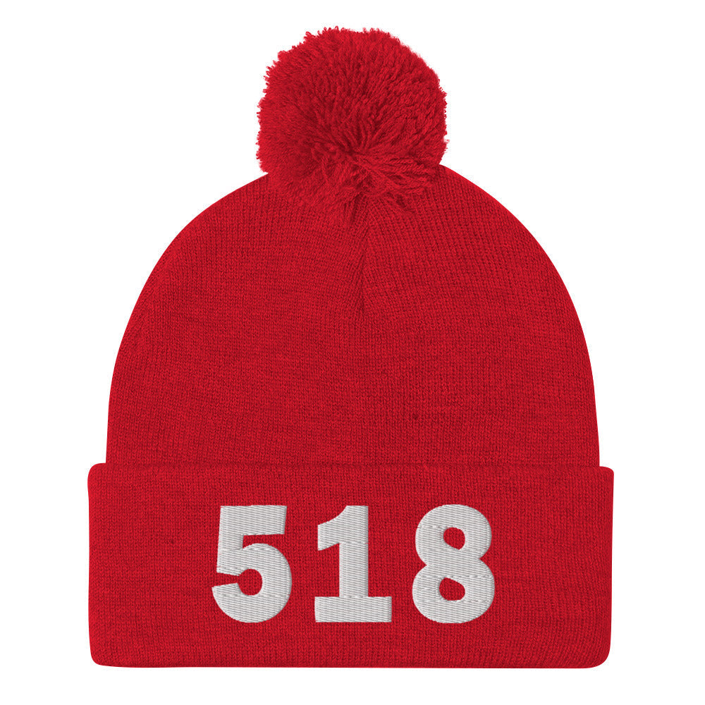 518 Area Code Pom-Pom Beanie