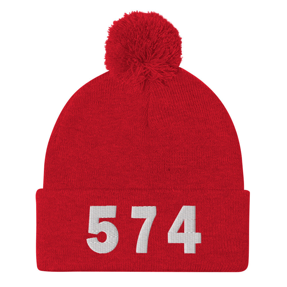 574 Area Code Pom-Pom Beanie