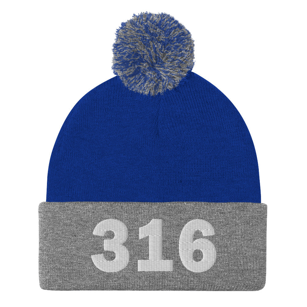 316 Area Code Pom-Pom Beanie