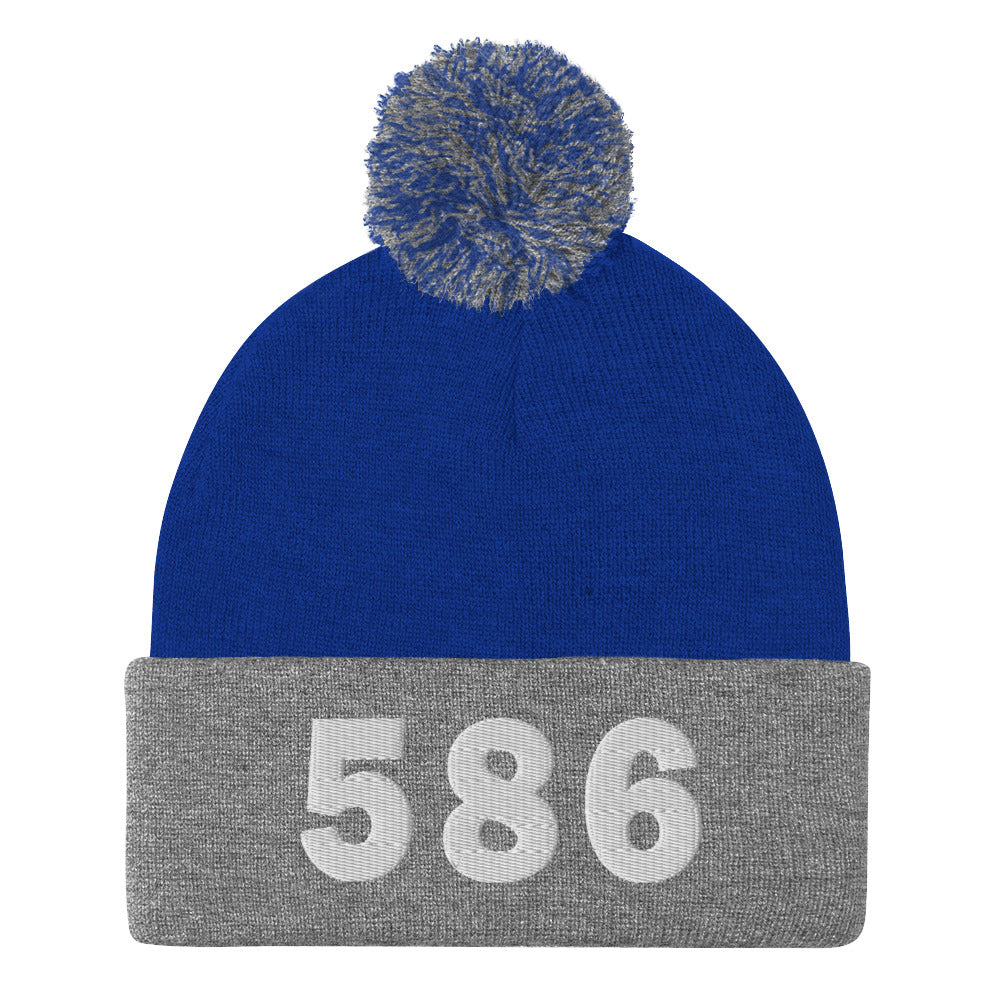 586 Area Code Pom-Pom Beanie