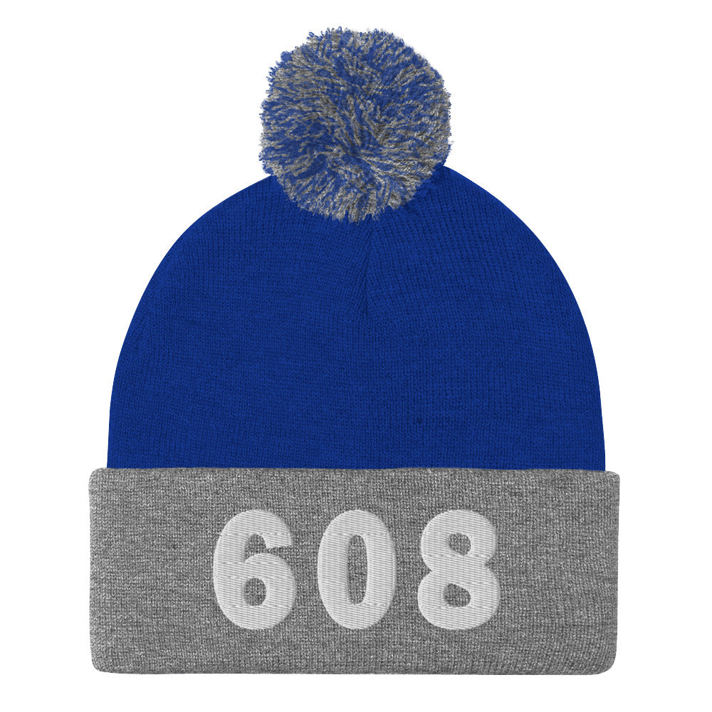 608 Area Code Pom-Pom Beanie