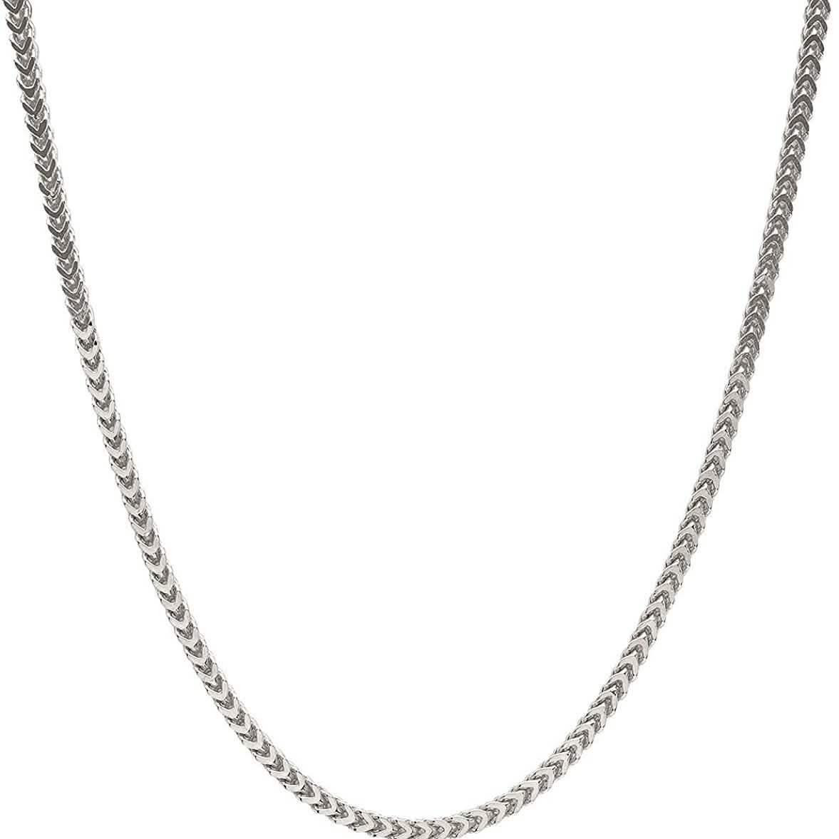 Sterling Silver Italian 2.5mm Franco Square Box Link Chain
