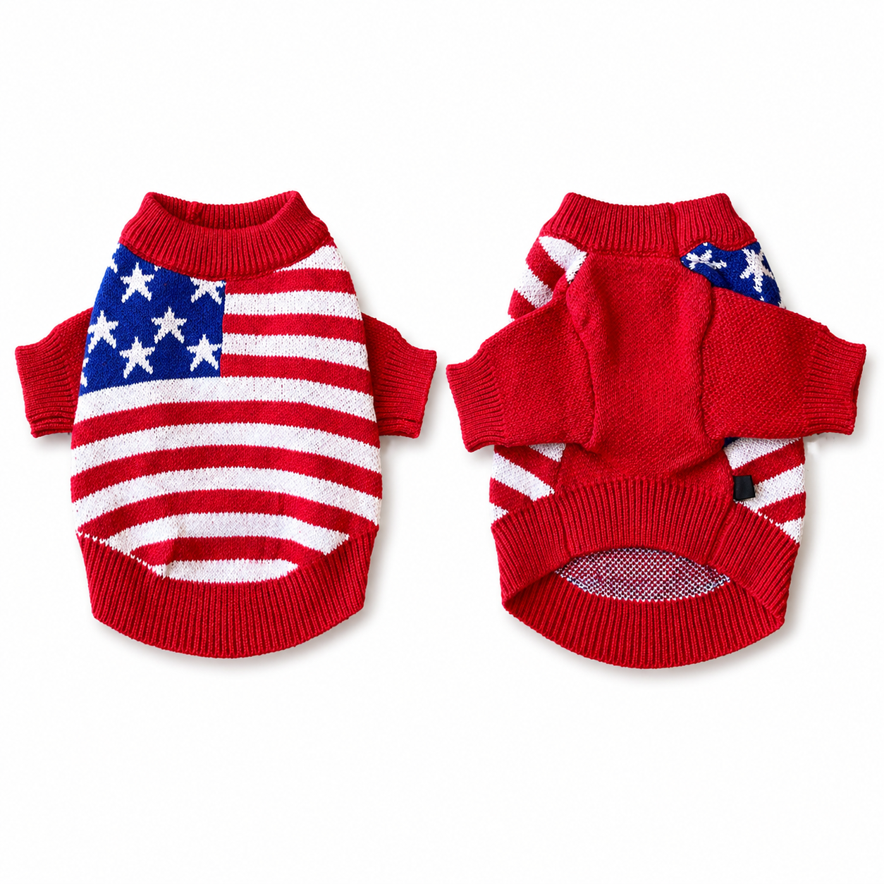 American Flag Dog Sweater | Warm Patriotic Knit Sweater for Small & Medium Dogs